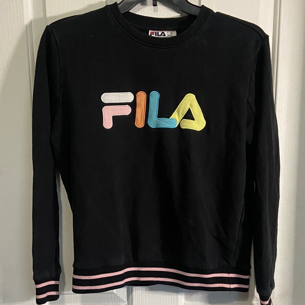 Fila Black Sweatshirt with Colorful Logo